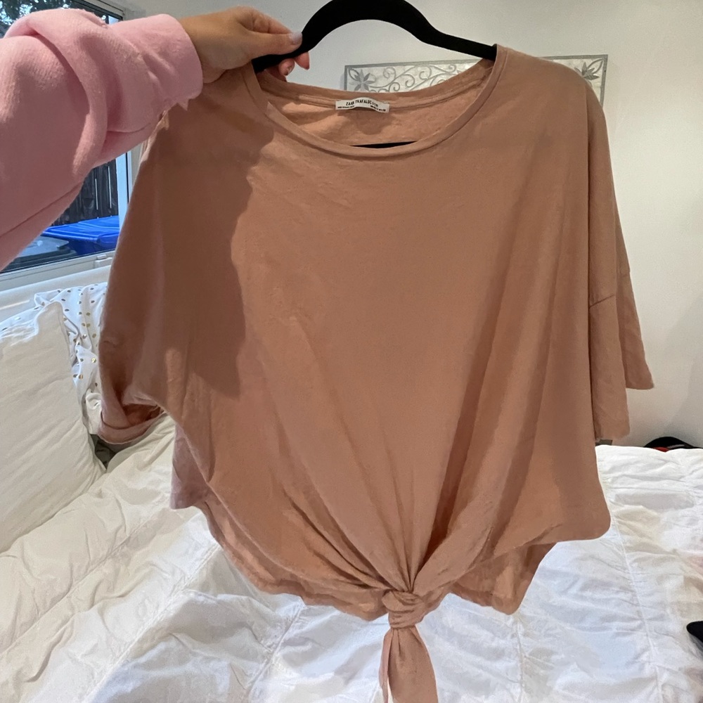 Zara Pink Knotted Tee